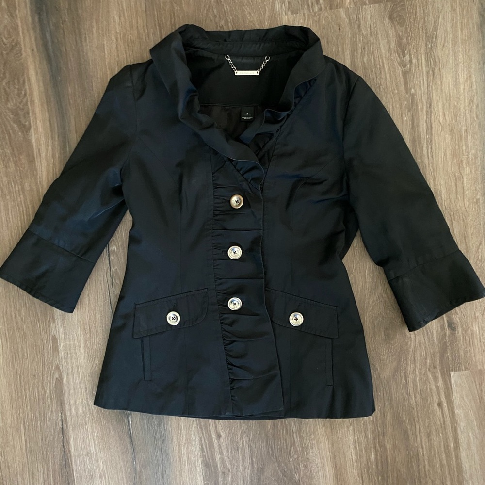 WHBM White House Black Market Short Black Coat, Small